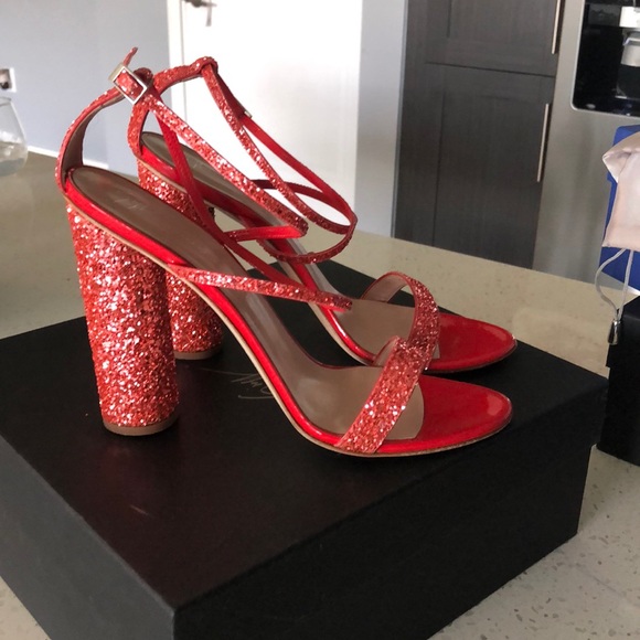 Giuseppe Zanotti Red Glitter Heels - Picture 3 of 14